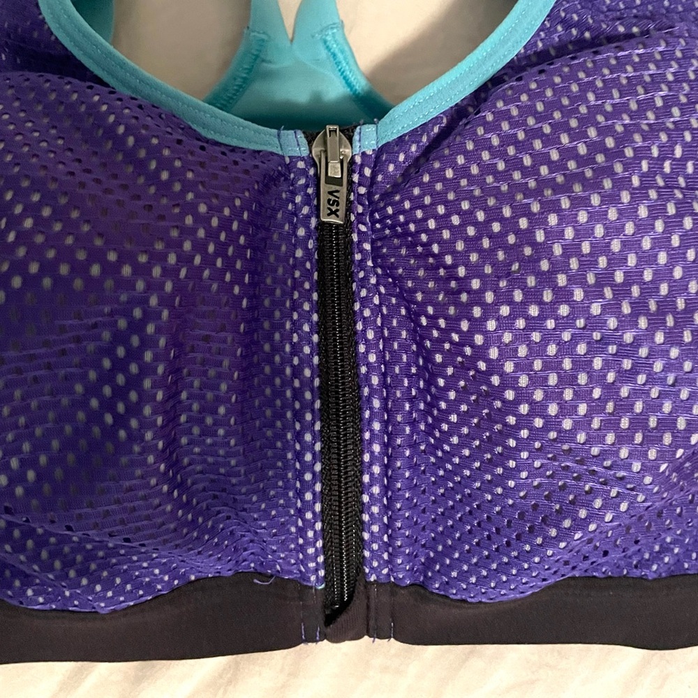Victoria's Secret Purple and Teal Front-Zip Sports Bra - Picture 2 of 9